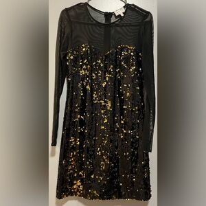Milly Sequin Dress Sz 6. Black/Gold.